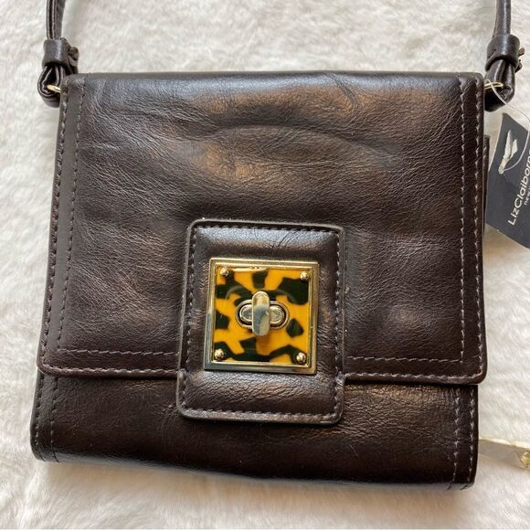 Liz Claiborne New With Tags Brown Leather Crossbody Purse - Picture 5 of 15